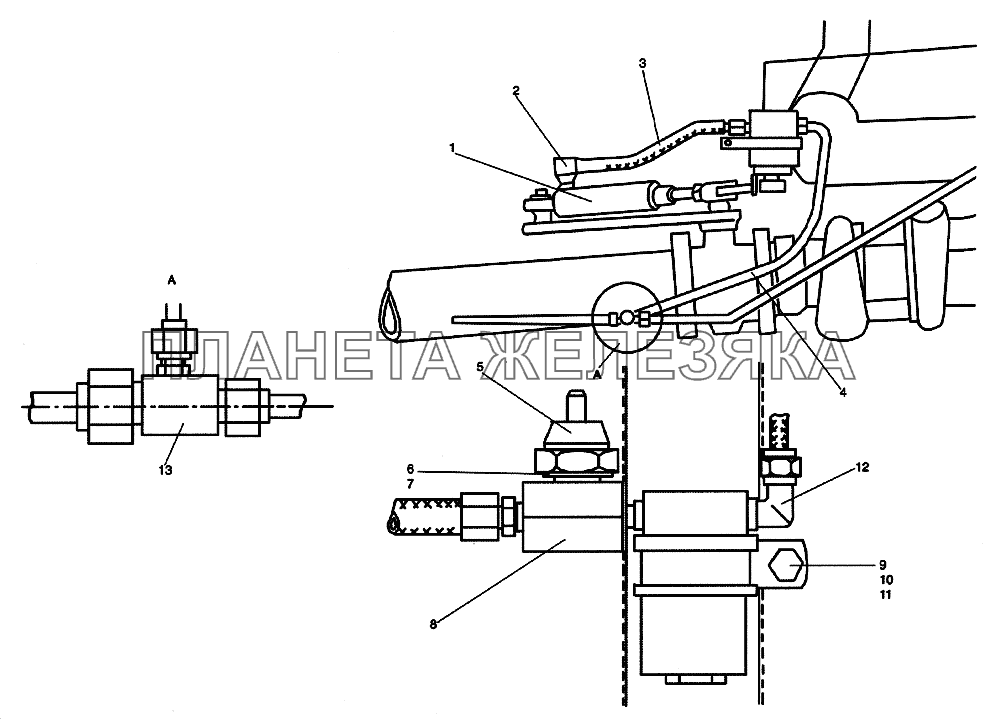 Схема установки клапана управления горным тормозом. ЛиАЗ-525625 с механической КПП ЛиАЗ-5256, 6212 (2006)